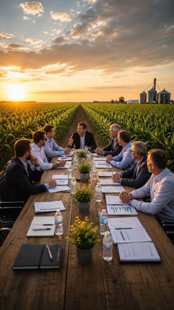 Operação agrícola organizada — silos e colheita